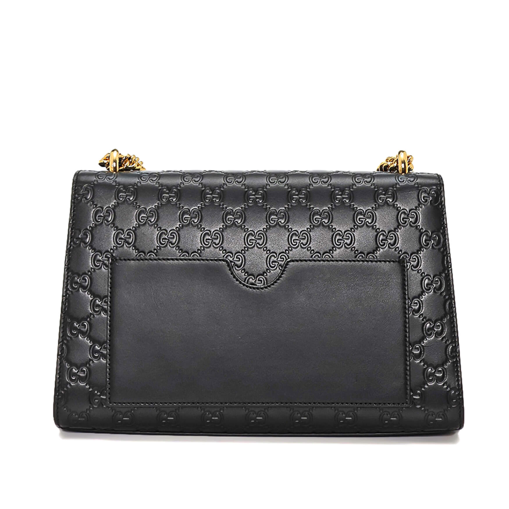 Gucci - Black Leather Padlock Chain Strap Shoulder Bag